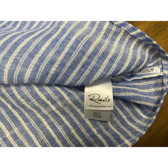 RAILS Womens Medium Val Belmont Stripe Shirt Tie Front Linen Blend Top Blouse - Picture 11 of 14